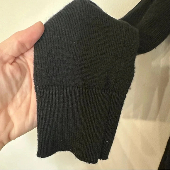 Willi Smith Long Sleeve Black Draped Open Front Merino Wool Sweater Sz S GUC - Picture 5 of 7